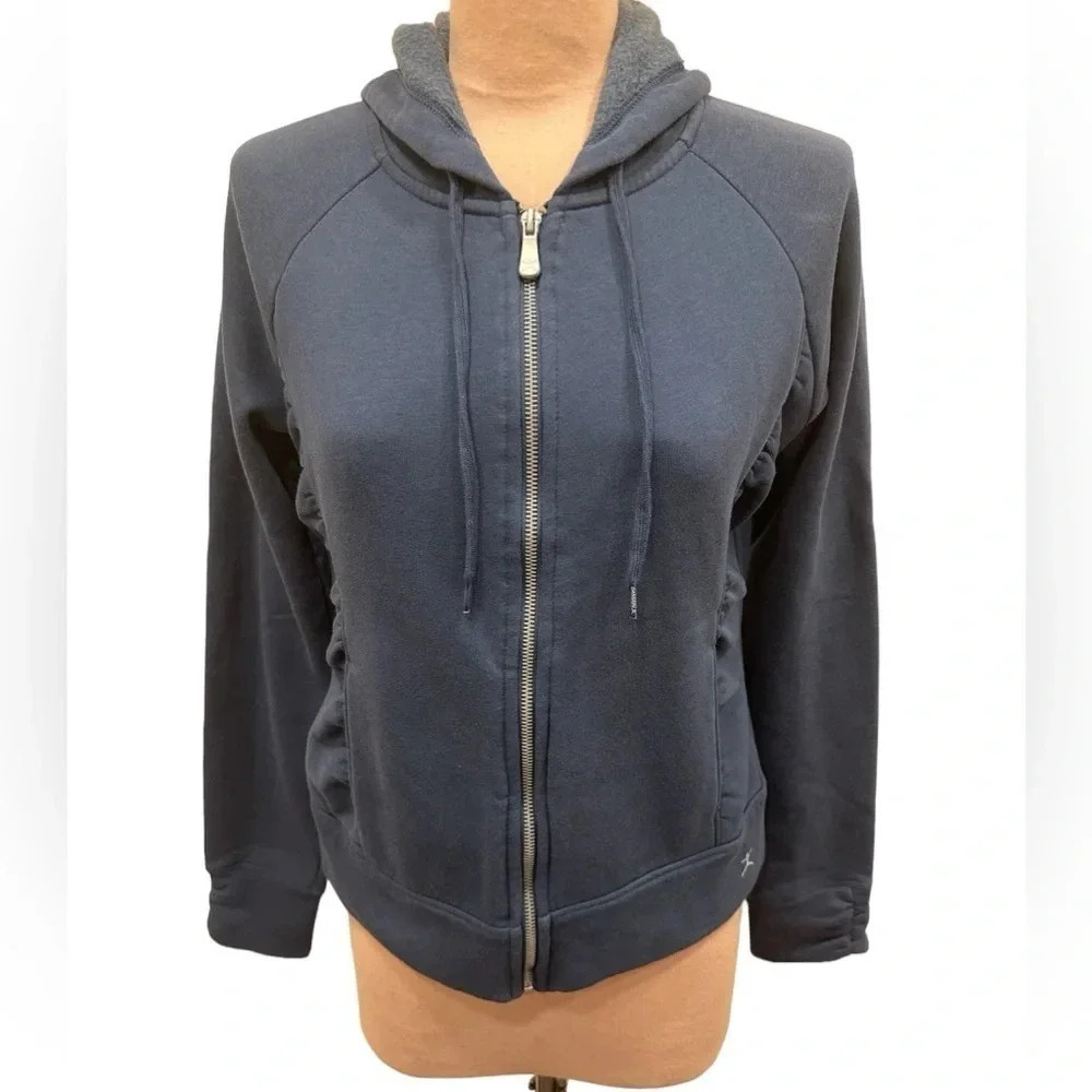 Women’s Danskin Blue Fleece Lined Zip Up Hoodie Sweatshirt Size Small